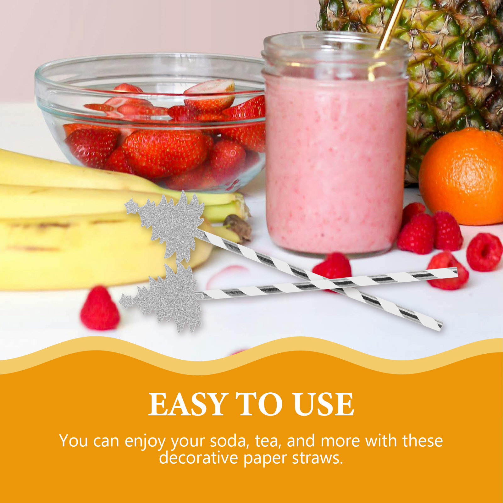 Paper Straw Color - 25 stuks kerstboom papieren rietjes gestreept